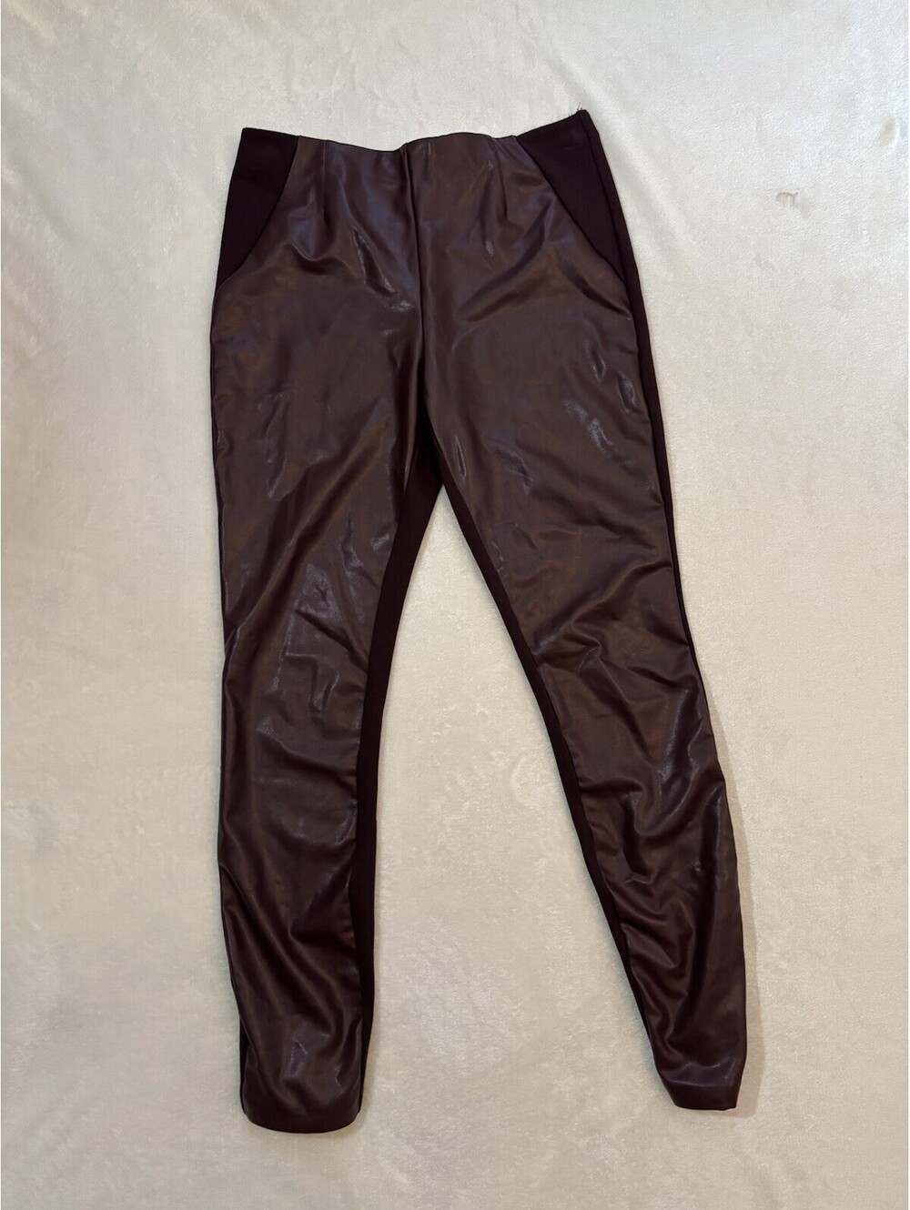 Ellen Tracy Faux Leather Leggings Brown Pants Women's Small Fall Edgy Capsule